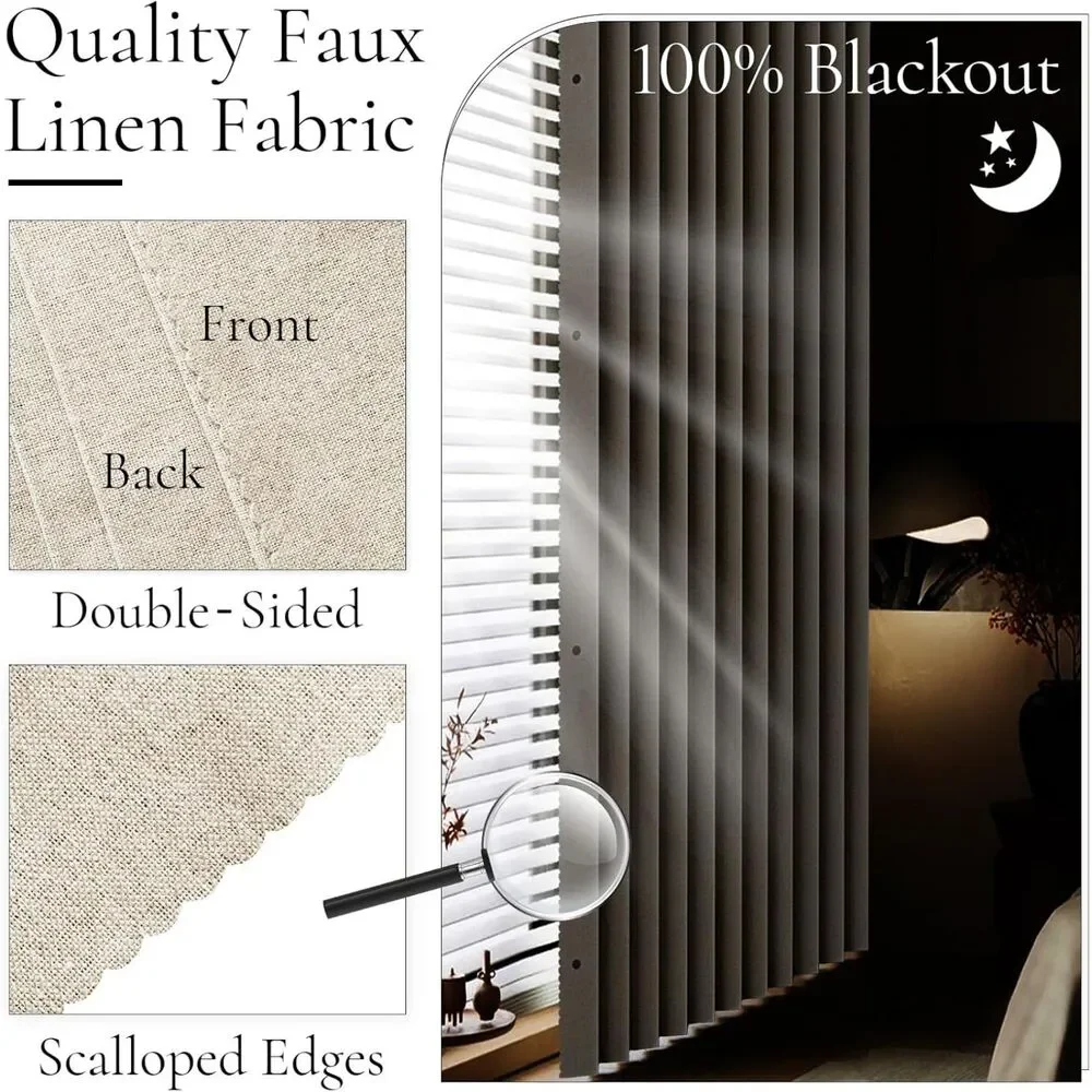 100% Blackout Faux Linen Doorway Curtain
